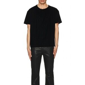 MONFRERE Shirt Mens Medium Black Velvet Pullover Crew DANN RELAXED $228